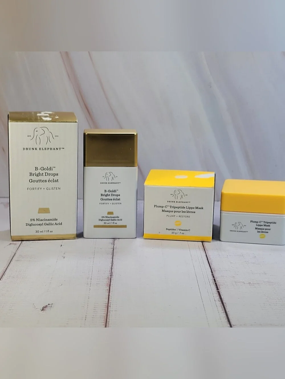 Drunk Elephant B-Goldi Drops & Plump-C Tripeptide Lippie Mask Bundle BNIB